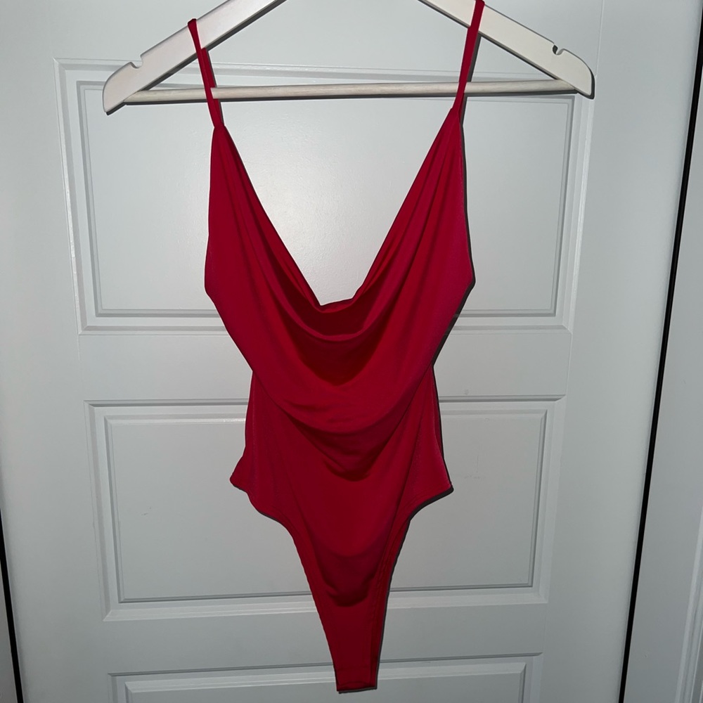 Drape front thong bodysuit